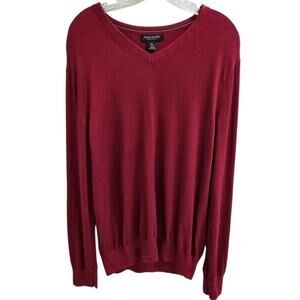 Banana Republic V-Neck Long Sleeve Silk Cotton Cashmere is t in Deep Red XL